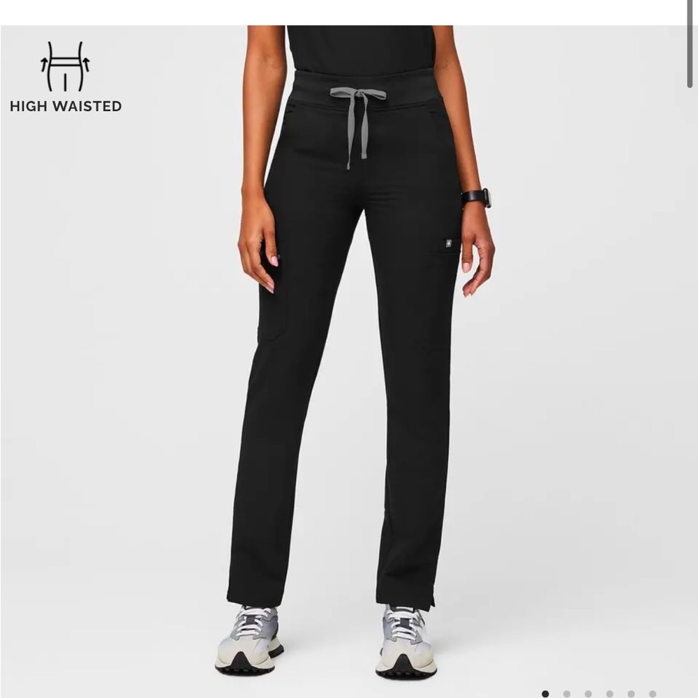 FIGS Yola Skinny Scrub Pants Black Size S Tall Medical Nurse Stretch